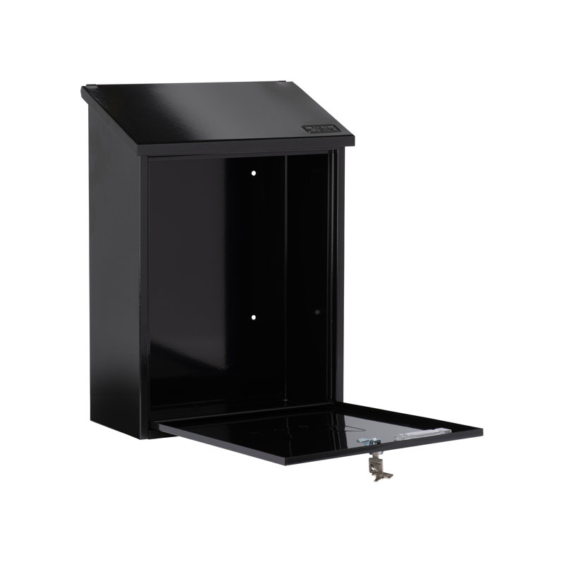 Grand Large Wall Mounted Galvanised Steel Lockable Weatherproof Post Box, Black