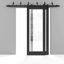Portes coulissantes de grange coulissantes pour garde-robe | Verre transparent noir mat Lucia 2166 | Ensemble de quincaillerie robuste pour rails 6,6 pi-87390210