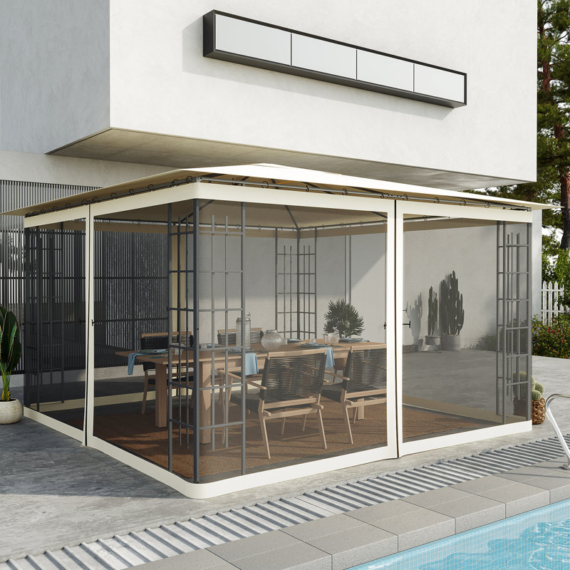 Remplacement du filet de pavillon de jardin crème avec parois latérales à fermeture à glissière pour les modèles 12 'X X