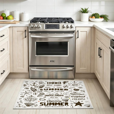 Tapis d'intérieur transparent à motif de fleurs de coquillages d'été lavable à la machine