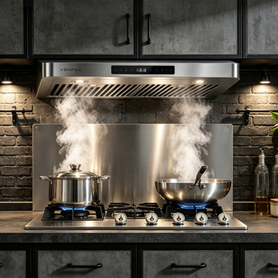 Hotte sous l'armoire Venfan de 36 po et dosseret en acier inoxydable de 36 po x 24 po, hotte de cuisine en acier inoxydable de 1 200 pi³ / min, fonctionnement à 4 vitesses et fonctionnement silencieux de 65 dB avec lumières DEL