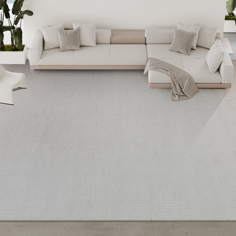 Wool Area Rug in Ivory, Rectangle 9' x 12'