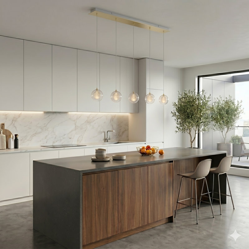 Riverdale 5 - Light Cluster Pendant, Brushed Brass