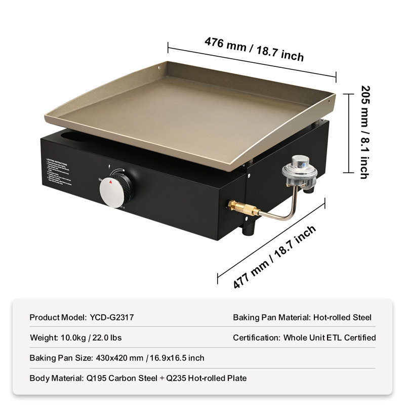 VEVOR Single Burner Freestanding Propane Cylinders Grill