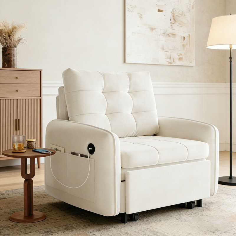 3-in-1 Sleeper Chair Bed, Beige