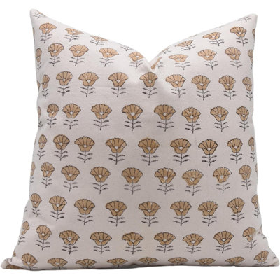 Coussin décoratif en coton fabriqué à la main à motif de blocs Fab Fabine Kohinoor pour canapé, lit et salon taille 14 po x 14 po 