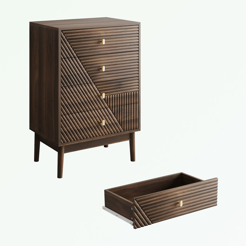 Commodes décoratives avec 4 tiroirs et poignées en métal