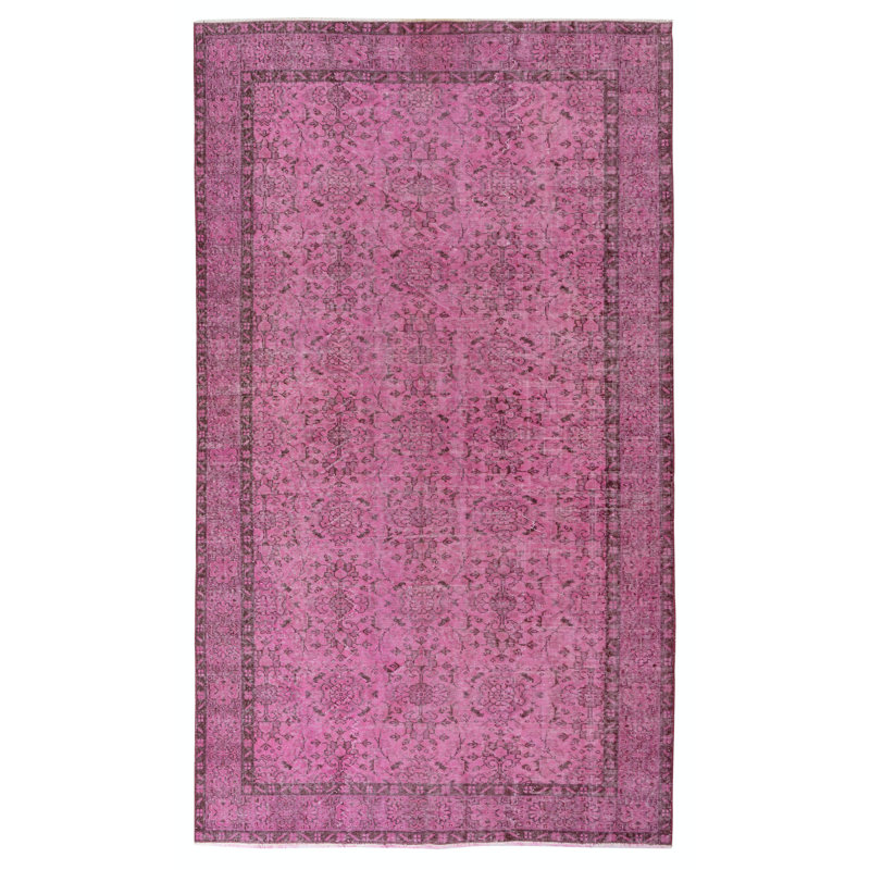 Tapis turc moderne 5,6 x 9,7 pi Tapis rétro en laine fait à la main