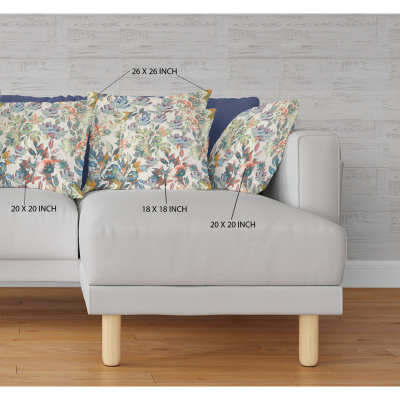  Housse et insert de coussin extérieur d'extérieur, 20" x 20", Blanc/jaune/vert
