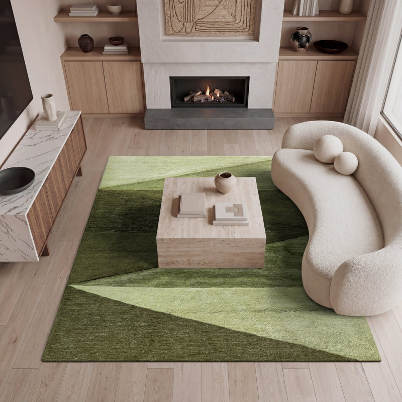Arlo Hand Tufted Wool Geometric Area Rug in Green, 7'6" x 9'6"
