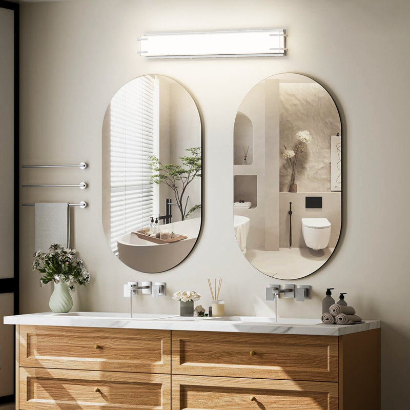 Luminaire mural pour miroir de salle de bain Farmborough, Nickel brossé