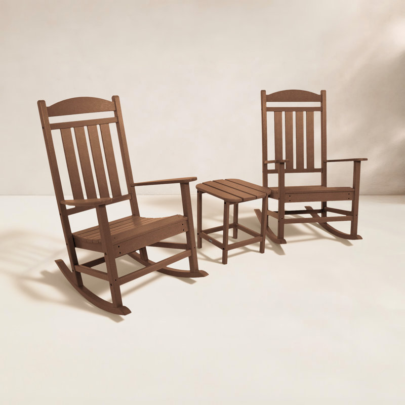 POLYWOOD Presidential Rocker 3-Piece Set, Teak