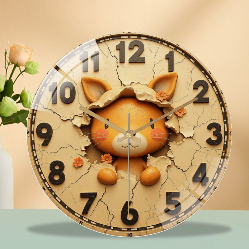 Horloge murale créative en forme de renard - 12 po