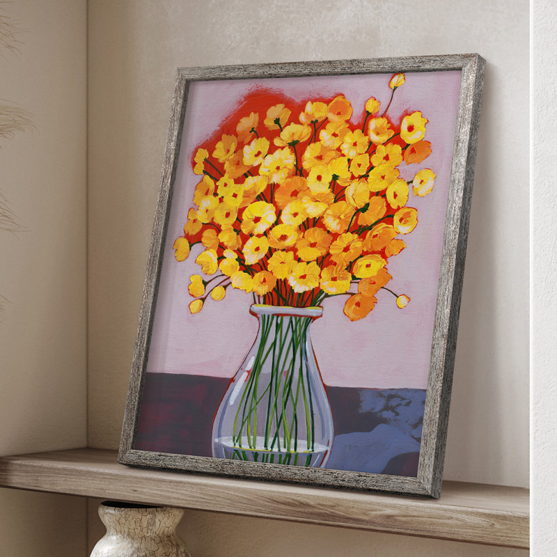 «Daisy Bouquet II», reproduction encadrée - bois massif, H 30 po x l 24 po