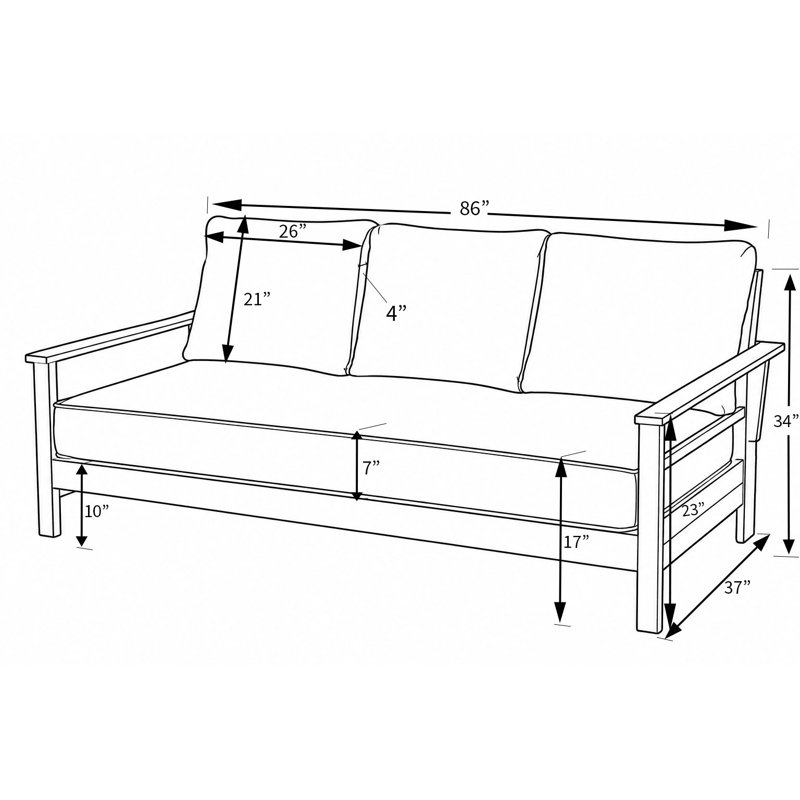 Lit de jour à structure en bois avec matelas et coussins de dossier Pendleton, Lin anthracite