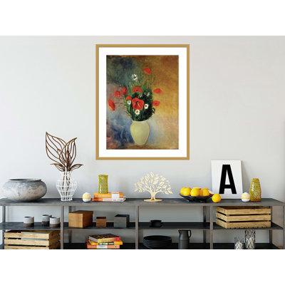 «Poppies and Daisies» par Odilon Redon, impression giclée sur cadre