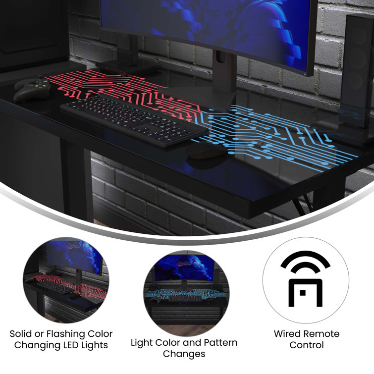 Very Home Ayo Compact Gaming Desk with Colour Changing LEDs - FSC®  Certified