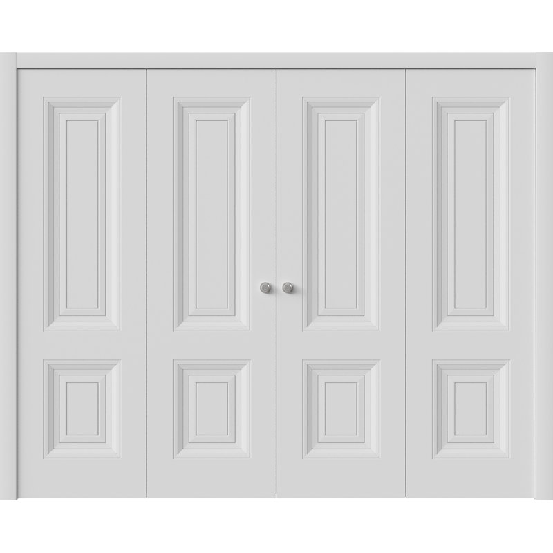 Portes coulissantes doubles pliantes | Blanc ESSENTIEL 1222 | Ensemble de quincaillerie pour moulures robustes | Portes de garde-robe de chambre en bois massif
