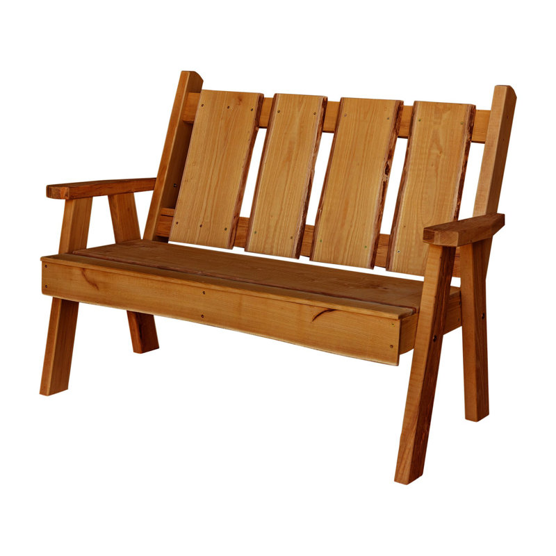 Lucille Solid Wood Outdoor Bench, Cedar Stain