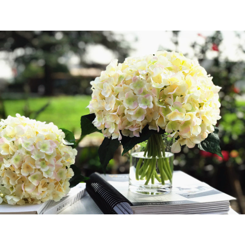 Tiges d'hortensia en soie artificielle, Rosé
