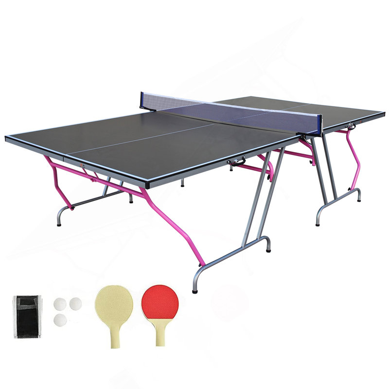 Table de ping-pong pliable et portable 8 pi x 4 pi avec 2 raquettes de tennis de table, 3 balles et filet pour l'intérieur et l'extérieur