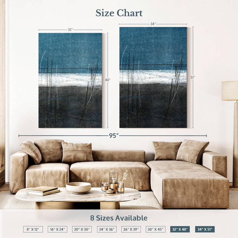 Avery Blue And Grey Abstract, 48" H x 32" W