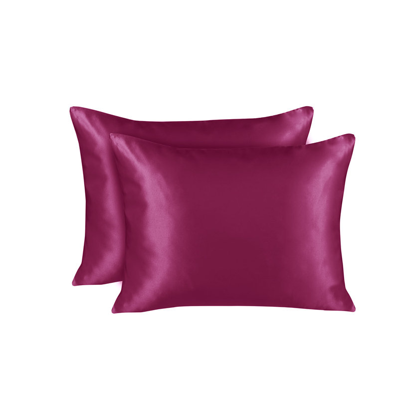 Rust Satin Silk Standard Pillowcase Set with Zipper Closure