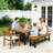 7-Piece Outdoor Soild Wood Dining Set, 5 Ergonomic Chairs and 1 Bench, with Thicker Table