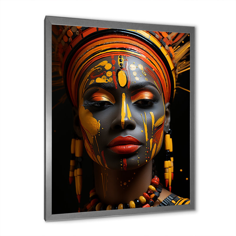 Darika tribal africain Traditions anciennes II, H 40 po x l 30 po x P 1,5 po, Cadre photo argenté