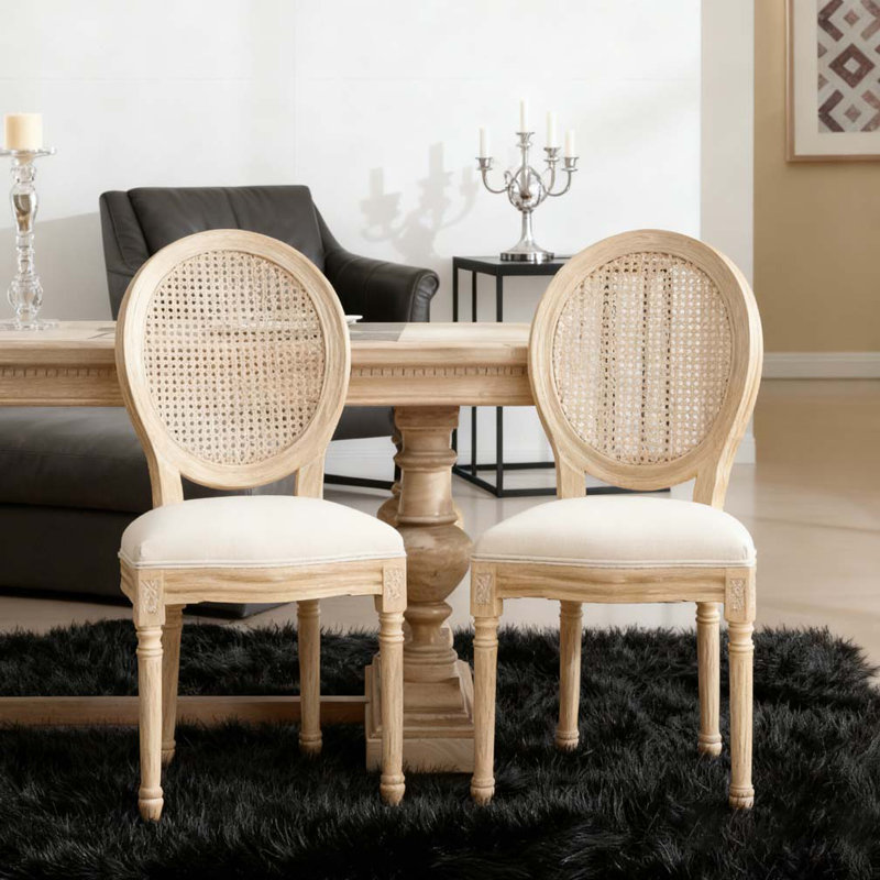 Ensemble de chaises de salle à manger, Beige, Blanc