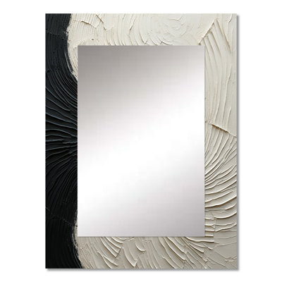 Minimalism Black And White Paint Reunion - Coastal Unique Wall Mirror Decor, Cream Large Mirror, Printed Metal Art