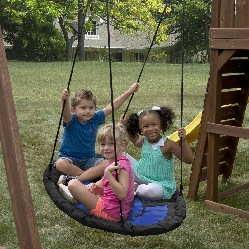 Steel Web/Saucer Swing with Chains and Hooks, Blue