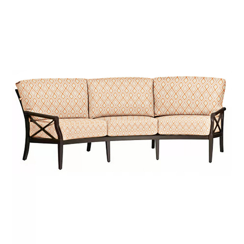 Andover 106'' Wide Aluminum Patio Sofa with Cushions, Impact Vapor Gray Sunbrella®, Textured Black