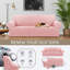 Housse extensible pour housse de causeuse, housses de canapé pour 2 canapés (55 po à 79 po) Canapé protecteur de meuble avec fond élastique pour enfants, chien. Jacquard à petits carreaux (moyen, rose)-1052489059-1052489058
