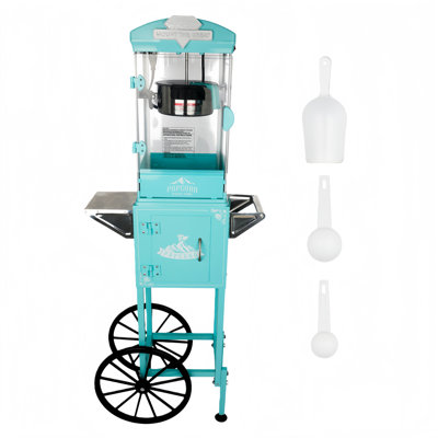 Popcorn Machine With Cart ,Wheels & 10 Oz Kettle Popcorn Maker Measuring 3 Plastic Spoon Home Theater Popcorn Machine