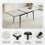 Table de salle à manger extensible de 47 po à 63 po en MDF de marbre blanc avec pieds en métal noir