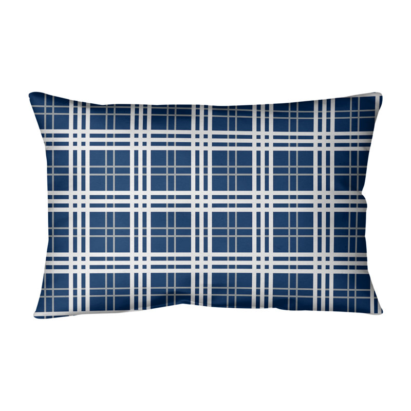 Housse de coussin rectangulaire de luxe Indianapolis/insert, Bleu bolide / gris / blanc, Mélange de coton