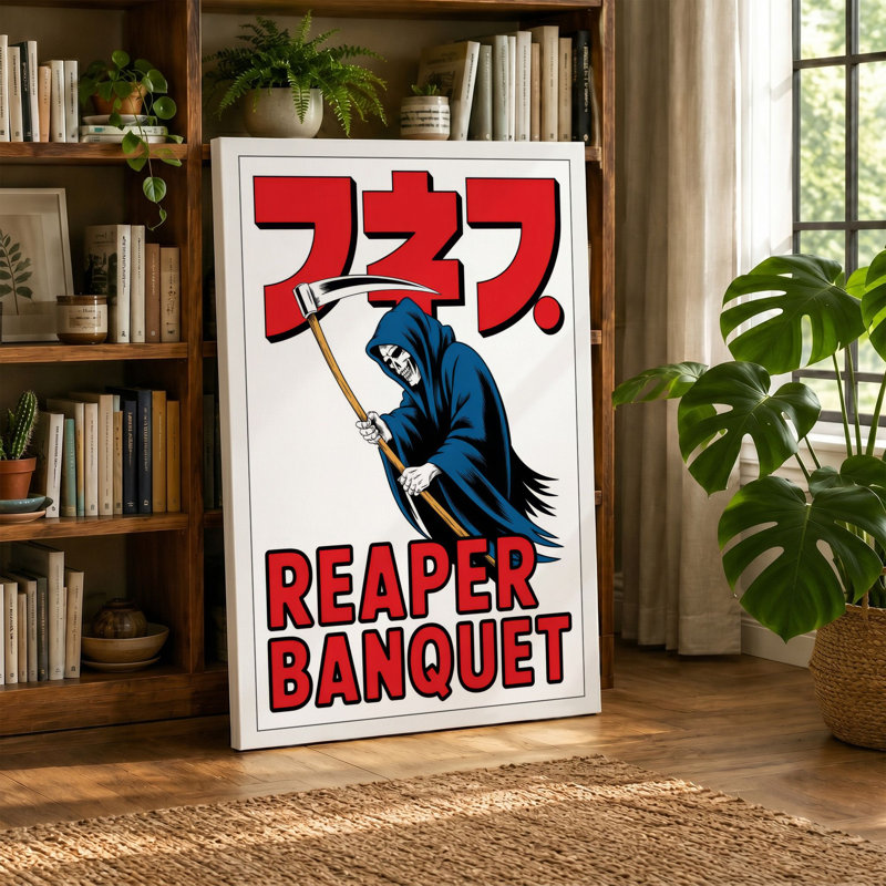 Reaper Banquet Retro - Wrapped Canvas, 36x24 - 91.4 x 61.0 cm, Terracotta Border