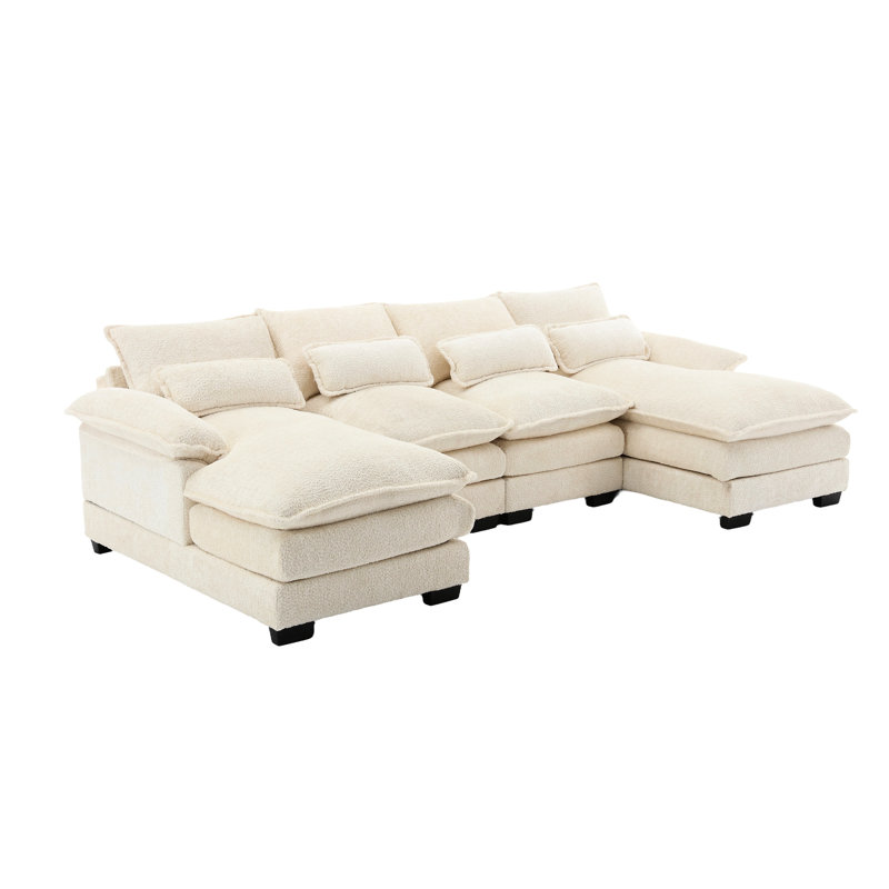 Canapé modulaire en U en chenille avec tissu en U élégant et pratique en tissu, meubles