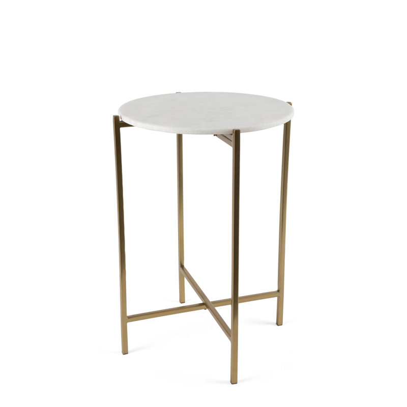 Marble Tray Top End Table, Gold
