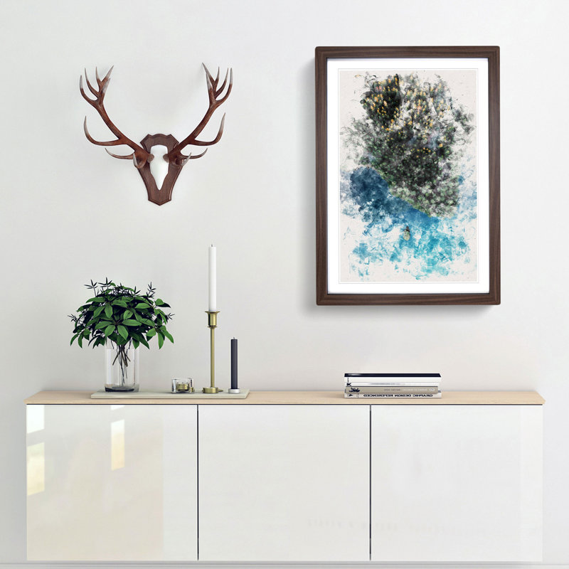 Forest by the Lake - Picture Frame Painting Print, 87cm H x 62cm W x 2cm D, Walnut Framed