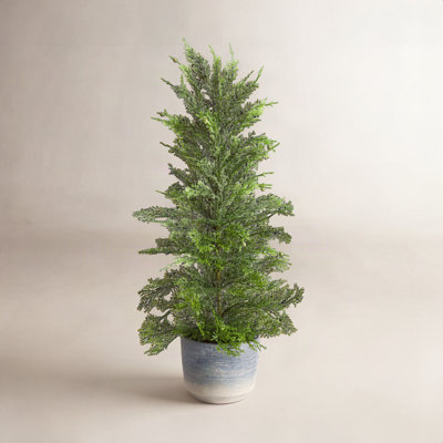 27'' Faux Cedar Tree in Cement Planter