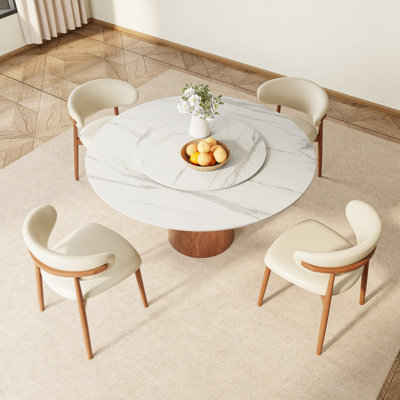 Cuisine avec plateau tournant rond et piédestal de ferme (1 table, 4 chaises, 1 table, 6 chaises)