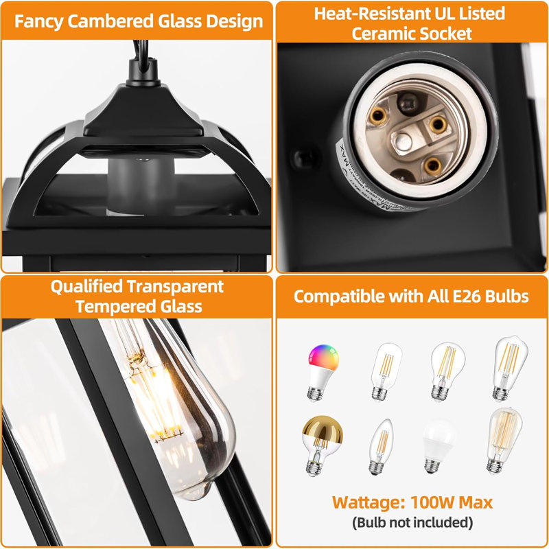 Luminaire suspendu d'extérieur câblé 16,1 po