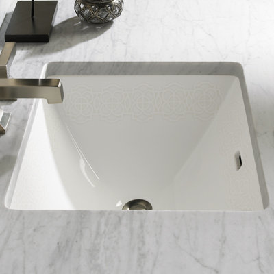 Waza® Vitreous China Rectangular Undermount Bathroom Sink, Cotton-Tiraz
