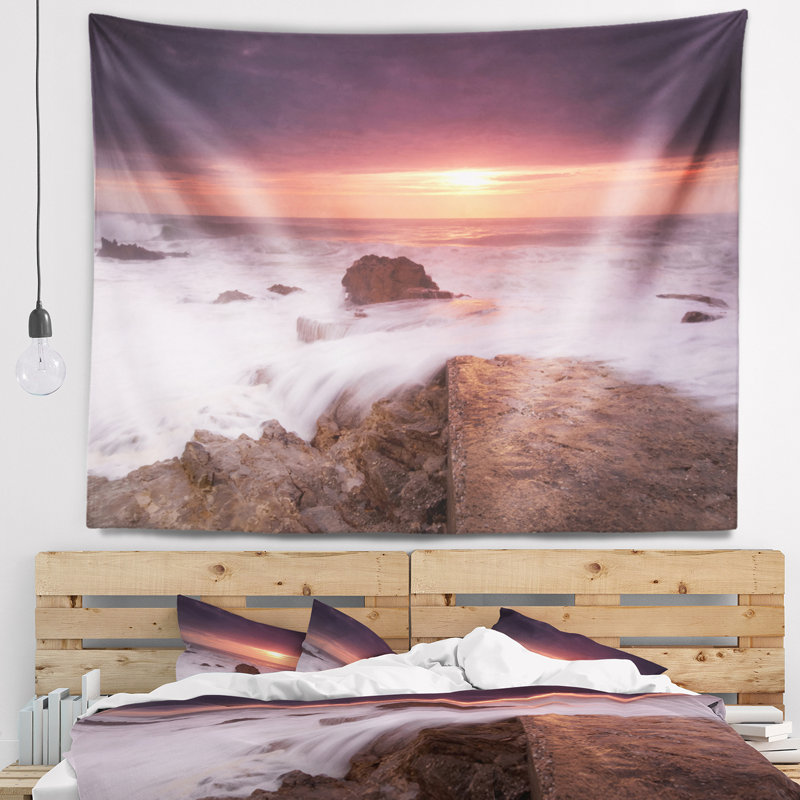 Tapisserie côtière à vagues peu profondes, H 32 po x l 39 po
