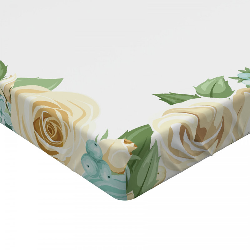 Microfiber Floral Fitted Sheet, Full/Double Fitted Sheet