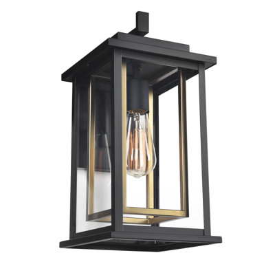 Lanterne murale d'extérieur à 1 ampoule noire / dorée H 14,75 po Jarman