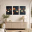 Ensemble de 3 tableaux sur toile représentant des cercles géométriques abstraits orange et turquoise-694052453