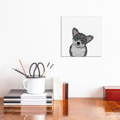 Cute Blue Corgi by Angelika Parker - Wrapped Canvas Print